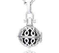 Morella Femme Collier d'ange en Acier Inoxydable 70 cm avec Infini et Boule sonore en zircons Noirs Ø 16 mm dans Une Pochette en Velours