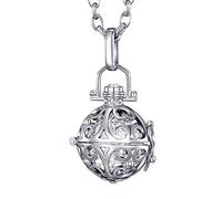 Morella Femme Collier d'ange en Acier Inoxydable 70 cm avec Pendentif décoré pour Boule sonore en zircons Blancs Ø 16 mm, dans Une Pochette en Velours