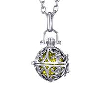 Morella Femme Collier d'ange en Acier Inoxydable 70 cm avec Pendentif décoré pour Boule sonore Jaune Ø 16 mm, dans Une Pochette en Velours
