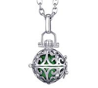 Morella Femme Collier d'ange en Acier Inoxydable 70 cm avec Pendentif décoré pour Boule sonore Verte Ø 16 mm, dans Une Pochette en Velours