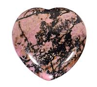 Morella Pierres précieuses en forme de cœur Rhodonite Ange porte bonheur ange gardien à emporter partout 3 cm dans un sac de velour