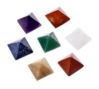 Morella Set de 7 Pierres de Chakra, Collection de Pierres Semi-Précieuses Pyramide Gravées, Améthyste, Cristal de Roche, Lapis-Lazuli, Jaspe Rouge, Aventurine, Jade Jaune, Agate Rouge