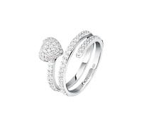 Morellato Bague Femme, Argent 925 Recyclé, Zircons, Collection NOBILE, Spirale, Cœur, Pavé