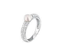 Morellato Bague femme en argent 925 % recy ollection PERLE, zircons, idées cadeaux petite amie, 14, Argent, Zircone cubique