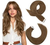 Moresoo Extension Cheveux Naturel Adhesive Châtain 20pcs 50g Extensions Adhesives Cheveux Naturels Brun Clair Go Blonder Lisse et Soyeux Remy Ornement Mariage 55cm #8