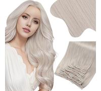 Moresoo Extension Cheveux Naturel Clip Maxi Volume Blond Blanche Extension a Clip Cheveux Naturel Blanche Invisible #60A 50 cm 7 Pièces 150g