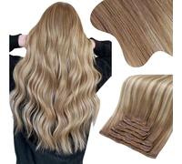 Moresoo Extension Cheveux Naturel Clip Maxi Volume Ombre Brun Clair à Blond Moyen Remy Extension a Clip Cheveux Humain #8/22/8 50 cm 7 Pièces 150g