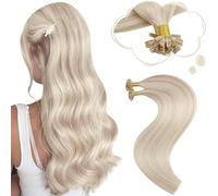 Moresoo Extension Cheveux Naturel Keratine Blond Cendré et Blond Décoloré Extension Cheveux Keratine a Chaud Remy Humain #P18/613 45 cm 50g 50 Mèches