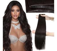 Moresoo Extension Cheveux Naturel Tissage Papillon Brun Extension Cheveux Tissage Naturel Micro Bead Humains Brun Fonce Lisse Invisible 45cm 100g #2