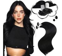 Moresoo Extension Kératine Cheveux Naturel Noir de Jais #1 Extensions Cheveux Naturel Kératine U Tip 50 Mèches 40 cm 50g Cheveux Humain Remy Style Travail