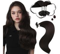 Moresoo Extensions Cheveux Naturel Kératine Brun Foncé Extension Cheveux Kératine à Chaud Invisible #2 50 Mèches 35 cm 40g Cheveux Humain Remy Fête