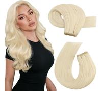 Moresoo Tissage Naturel Cheveux Humain Blond Platine 60 cm 100g Remy | Double trame, Qualité salon, Fini soyeux, Volume plus fourni, Longueur jusqu’à la taille, Coiffures longues