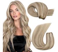 Moresoo Tissage Naturel Cheveux Humain Brun Clair Highlight 50 cm 100g | #P9A/60 Double trame, Niveau professionnel, Mouvement souple, Volume plus fourni, Coiffures longues, Pose en salon