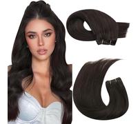 Moresoo Tissage Naturel Cheveux Humain Lisse Brun le plus Foncé Extension Cheveux Naturel Tissage Invisible 60 cm/24 Pouces #2 100g