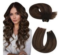 Moresoo Tissage Naturel Cheveux Humain Lisse Remy Extension Cheveux Naturel Tissage Balayage Brun le plus Foncé avec Brun Moyen #2/6/2 45 cm/18 Pouces 100g