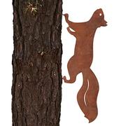 MoreTake Écureuil rouillé à visser dans le bois, décoration de jardin en métal pour extérieur, décoration de jardin rouillée, écureuil rouillé, piquets d'arbre décoratifs, 40 cm x 18 cm