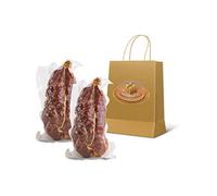 Moretti® | Soppressata assaisonnée artisanale | 600g / 700g Sous Vide 2 Packs | piment calabrais | Salami traditionnel | Planche à découper en bois cadeau (Doux)
