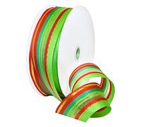 Morex Ribbon Bobine 7488.40/50-699 French avec Fil Polyester Deco Craft Fournitures de Vacances, 1 1/5,1 cm X 45,7 m, Rouge/Vert