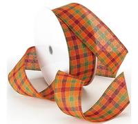 Morex Ribbon Bobine d'automne Plaid Tissu Plaid Ruban de Taffetas, 2-1/5,1 cm en Bobine de 45,7 m, Orange