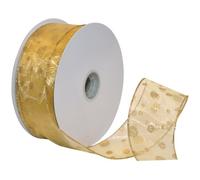 Morex Ribbon Bobine Paillettes Pois Transparent avec Fil métallique Paillettes Ruban, 2-1/5,1 cm par 45,7 m Bobine, Doré