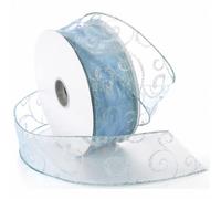 Morex Ribbon Bobine Swirl Filaire Sheer Ruban de Paillettes, 2-1/5,1 cm par 45,7 m Bobine, Bleu Glacier