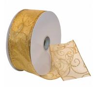 Morex Ribbon Bobine Swirl Filaire Sheer Ruban de Paillettes, 2-1/5,1 cm par 45,7 m Bobine, Doré