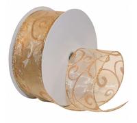 Morex Ribbon Bobine Swirl Filaire Sheer Ruban de Paillettes, 2-1/5,1 cm par 45,7 m Bobine, Doré/Bronze
