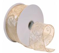 Morex Ribbon Bobine Swirl Filaire Sheer Ruban de Paillettes, 2-1/5,1 cm par 45,7 m Bobine, Ivoire/doré