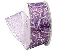 Morex Ribbon Bobine Swirl Filaire Sheer Ruban de Paillettes, 2-1/5,1 cm par 45,7 m Bobine, Violet/Argent