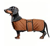 MOREZI Veste d'hiver Dachshund, Doublure Polaire, col Montant Pliable, Ceinture réglable et Bords réfléchissants-Marron-XS