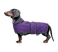 MOREZI Veste d'hiver Dachshund, Doublure Polaire, col Montant Pliable, Ceinture réglable et Bords réfléchissants-Violet-XS