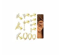 Morfetto 12Pcs Piercing Oreille Acier Inoxydable Boucles d'Oreilles Femme Piercing Tragus Helix Or Hypoallergéniques Boucles d'Oreilles Creoles Pour Conch Daith Cartilage - Gauge 16G Plaqué or 14K