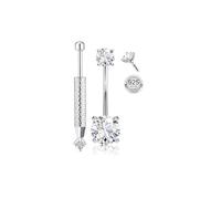 Morfetto 14G Piercing Nombril Acier Chirurgical Femme Argent Sterling Acier Inoxydable G23 Titane Piercing Nombril Or 14 Carats Zircon Cubique Rond Hypoallergénique 6/8/10/12mm Percings Au Nombrils