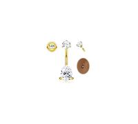 Morfetto 14G Piercing Nombril Acier Chirurgical Simple Piercing Nombril Or Argent con Cuore Zirconia Cubica Perla Simulata Hypoallergénique Nombrils Percings Cadeau Bijou 10mm Doré Goutte