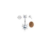 Morfetto 14G Piercing Nombril Acier Chirurgical Simple Piercing Nombril Or Argent con Cuore Zirconia Cubica Perla Simulata Hypoallergénique Nombrils Percings Cadeau Bijou 10mm Argent Cœur