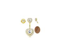 Morfetto 14G Piercing Nombril Acier Chirurgical Simple Piercing Nombril Or Argent con Cuore Zirconia Cubica Perla Simulata Hypoallergénique Nombrils Percings Cadeau Bijou 10mm Doré Cœur en CZ
