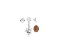 Morfetto 14G Piercing Nombril Acier Chirurgical Simple Piercing Nombril Or Argent con Cuore Zirconia Cubica Perla Simulata Hypoallergénique Nombrils Percings Cadeau Bijou 10mm Argent CZ