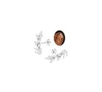 Morfetto 16G Boucles d'Oreilles Femme Acier Chirurgical Argent/Or - Hypoallergéniques Piercing Helix Tragus Conch Opale Cz Feuille Barre Cartilage Piercing Oreille Studs à Fond Plat Bijoux Silver-Leaf