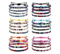 Morfetto 24 Pcs Boho Surfer Bracelet De Cheville Réglables en Perles Bracelet Tressé à La Main Bracelet De Cheville Coloré Corde d'été Bracelets de Cheville pour Femmes Hommes Boho
