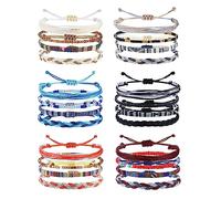 Morfetto 24 Pcs Boho Surfer Bracelet De Cheville Réglables en Perles Bracelet Tressé à La Main Bracelet De Cheville Coloré Corde d'été Bracelets de Cheville pour Femmes Hommes Classique