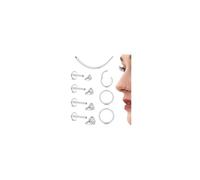 Morfetto 7 Pièces Piercing Nez Anneaux Acier Chirurgical 316L,Piercing Hélix Tragus Cartilage Hypoallergénique Argent Or,Filetage Interne Piercings Labret Levre Conch Oreille Medusa 16G Argent