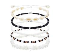 Morfetto Collier Coquillage Collier Coquillage Puka Blanc Hommes Femmes Collier De Plage Collier Surfeur Coquillage Hawaïen Coquillages Collier Ras du Cou 16Inch