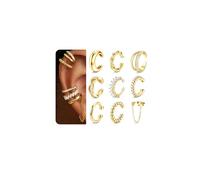 Morfetto Ear Cuff Boucle d'Oreille Clip Femme 9 Pièces Faux Piercing Oreille Plaqué Or 14K Hypoallergéniques Réglables Non Piercing Cartilage Clip Helix Boucles d'Oreilles