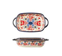 MoRfiL Disc de Cuisson de lasagnes de Style polonais, Lasagne rectangulaire forment céramique, Plats Vintage Forme de Four,730ml