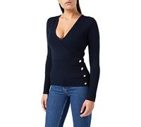 Morgan Femme 182-mojo.n Pull Fin Ajusté Boutonnage Asymétrique MOJO, Bleu (Marine 301), M EU