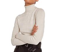 Morgan 202-mentosa Pull Manche Longue Col Roulé Lurex Mentosa Blanc TS Femme,Blanc,S