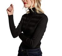 Pull Noir Brillant femme Morgan Mentosa - Col roulé - Manches longues - Coupe cintrée XS