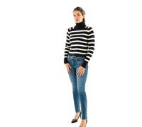 Pull col roulé à rayures marine en viscose Marine M