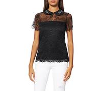 Morgan Blouse Manches Courtes Dentelle Fente Noir XS
