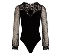 Morgan - Body noir effet microfibre pourvu d'un col v et de manches longues - Taille s